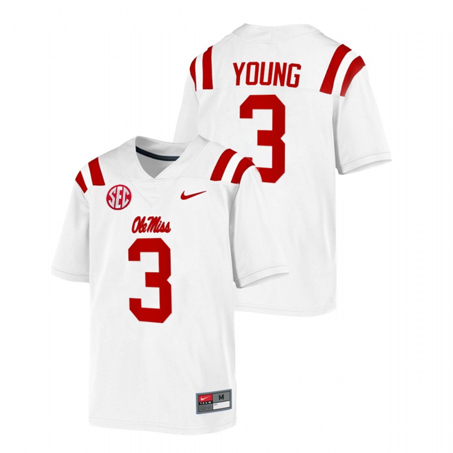 2022 ole miss rebels isheem young white college football game jersey