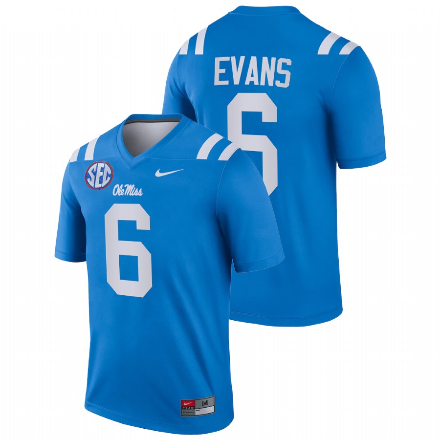 2022 ole miss rebels zach evans blue college football legend jersey