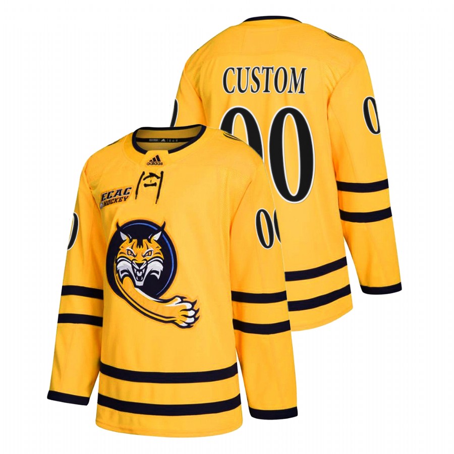2022 quinnipiac bobcats custom gold college hockey alternate jersey
