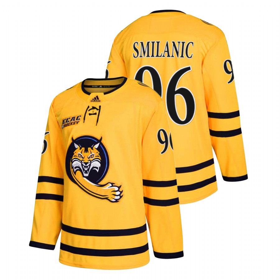 2022 quinnipiac bobcats ty smilanic gold college hockey alternate jersey