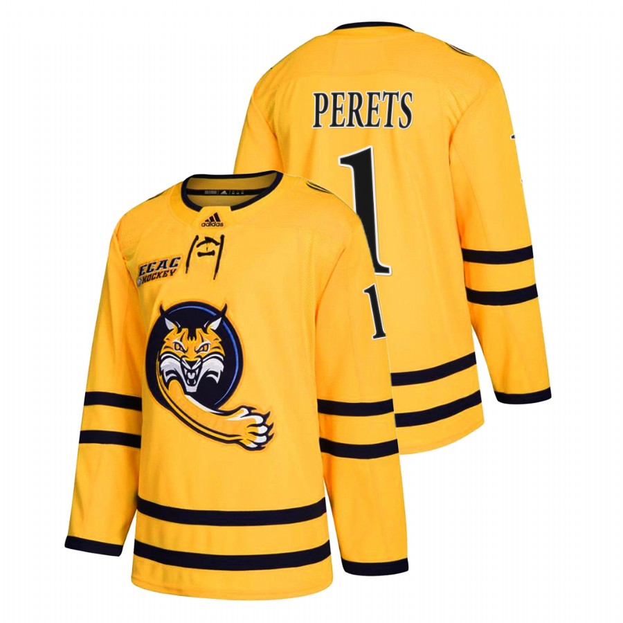 2022 quinnipiac bobcats yaniv perets gold college hockey alternate jersey