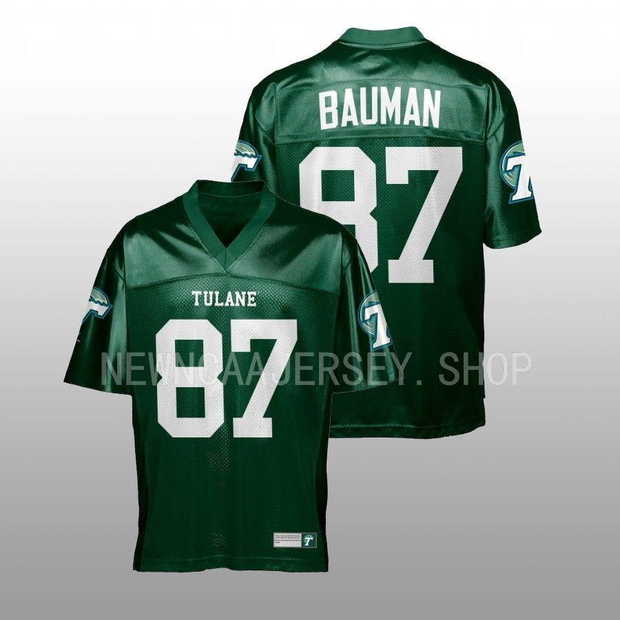 2022 tulane green wave alex bauman green college football men jersey