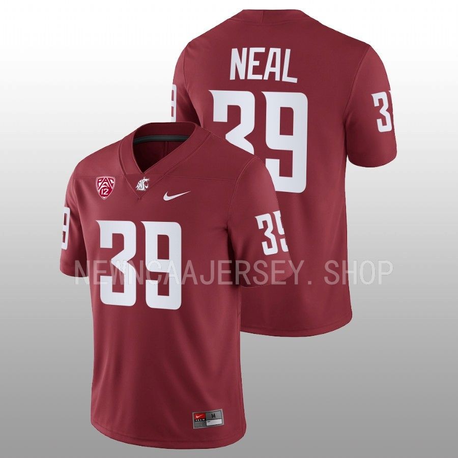 2022 washington state cougars leon neal crimson nil football replica jersey