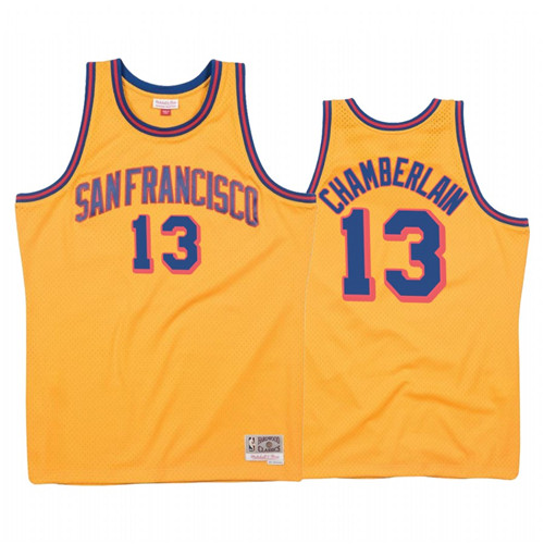 Golden State Warriors #13 Wilt Chamberlain Gold 1962-63 Hardwood Classics Jersey