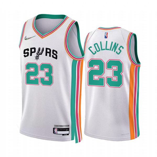 San Antonio Spurs Zach Collins White 2021-22 75th Anniversary City Edition stitched Jersey #23