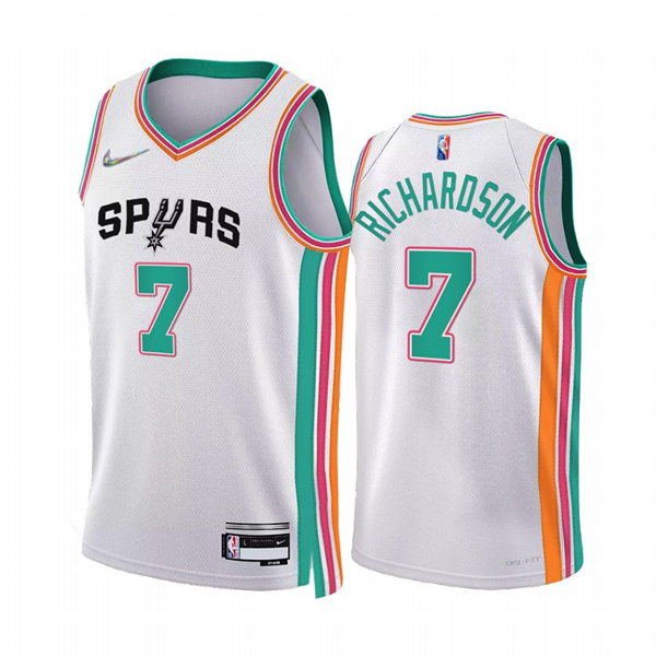 San Antonio Spurs Josh Richardson White 2021-22 75th Anniversary City Edition stitched Jersey #7