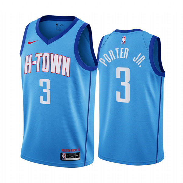 Houston Rockets Kevin Porter Jr. Blue 2020-21 City Edition Swingman stitched Jersey #3