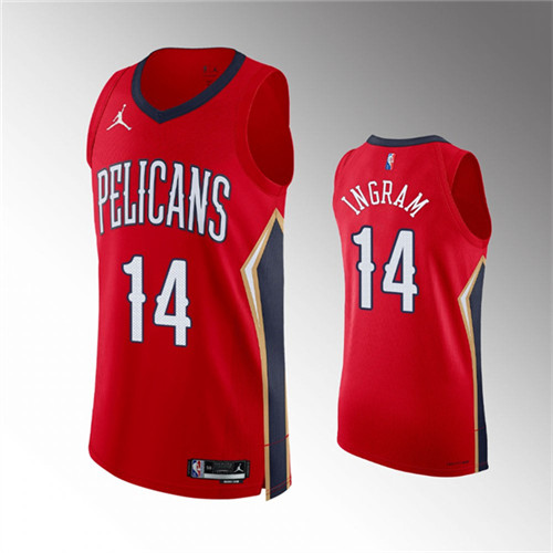 New Orleans Pelicans Brandon Ingram Red 2021-22 Diamond Badge Statement Edition stitched Jersey #14