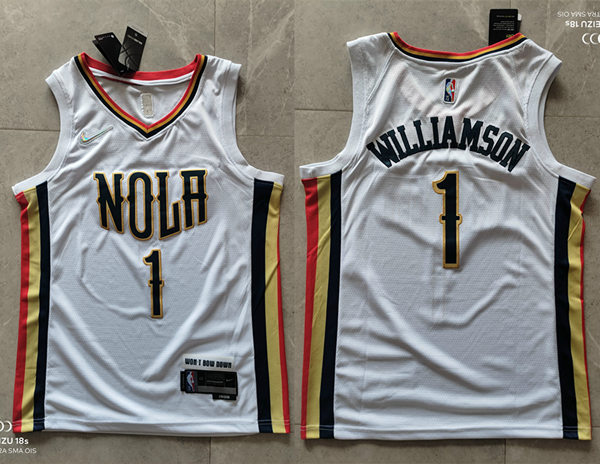 New Orleans Pelicans Zion Williamson White Diamond Nike 2021-22 City Edition stitched Jersey #1