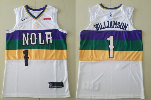 New Orleans Pelicans Zion Williamson Nike White2019-20 City Edition stitched Jersey #1