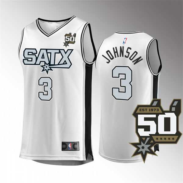 San Antonio Spurs Keldon Johnson White Alternative 2022-23 50th Anniversary stitched Jersey #3