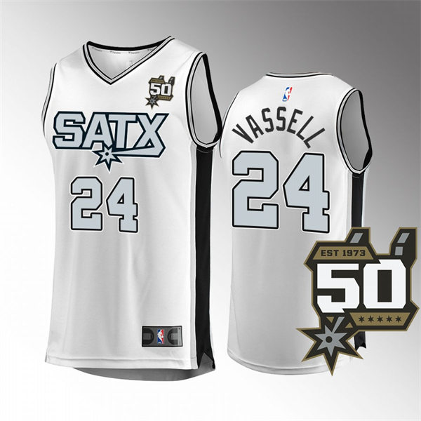 San Antonio Spurs Devin Vassell White Alternative 2022-23 50th Anniversary stitched Jersey #24