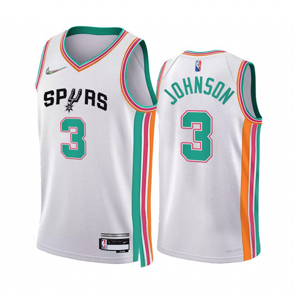 San Antonio Spurs Keldon Johnson White 2021-22 75th Anniversary City Edition stitched Jersey #3