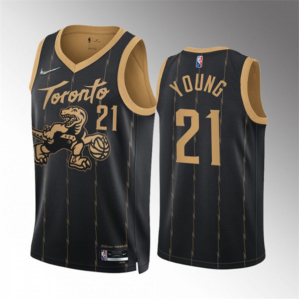 Toronto Raptors Thaddeus Young Black 2021-22 City Edition stitched Jersey #21