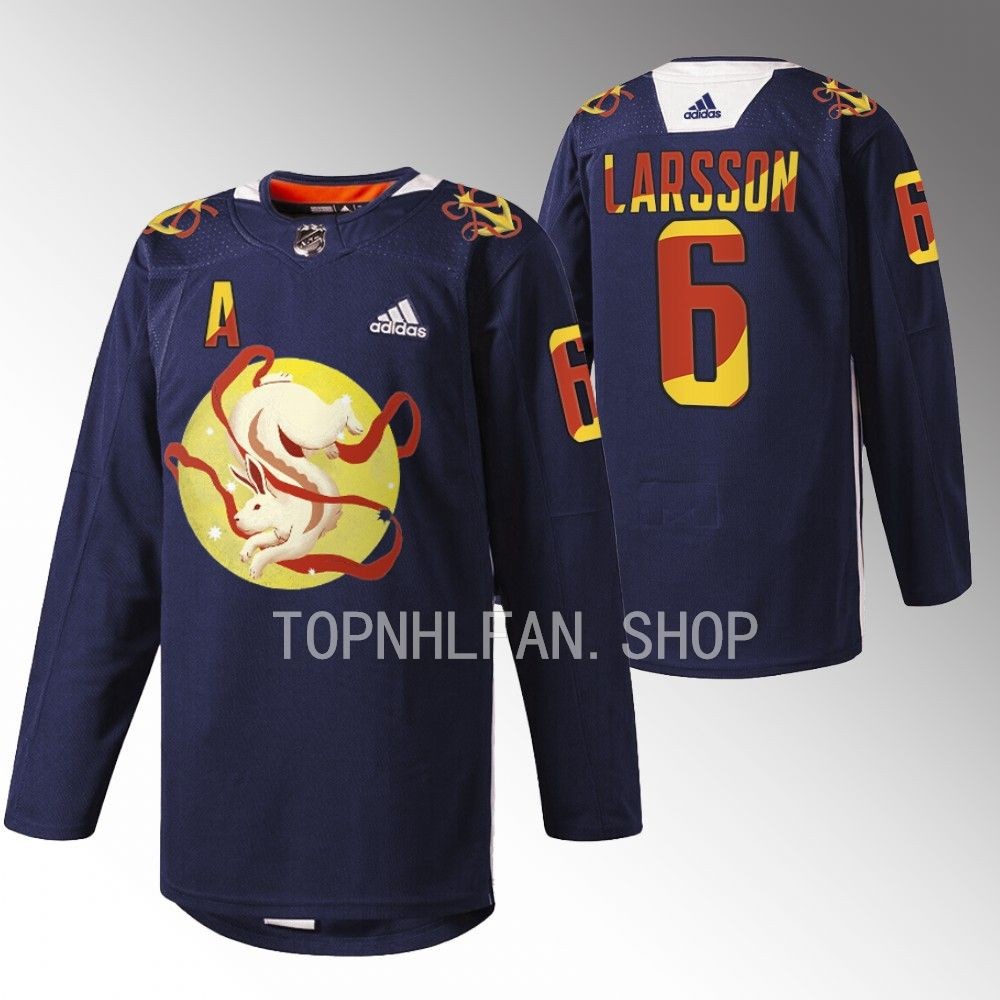 2023 Lunar New Year Seattle Kraken Adam Larsson Navy Jade Rabbit Jersey men's