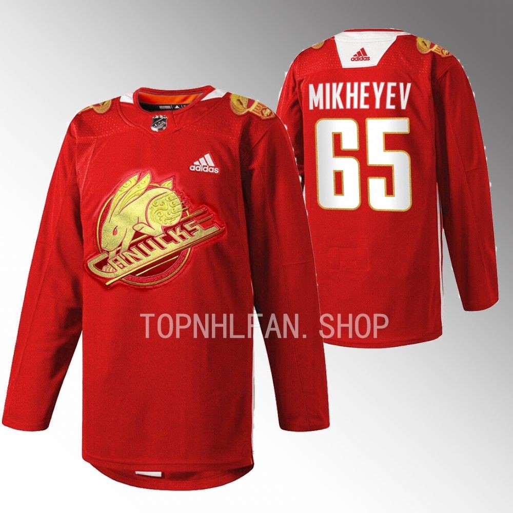 2023 Lunar New Year Vancouver Canucks Ilya Mikheyev Red Rabbit Warm-up Jersey men's