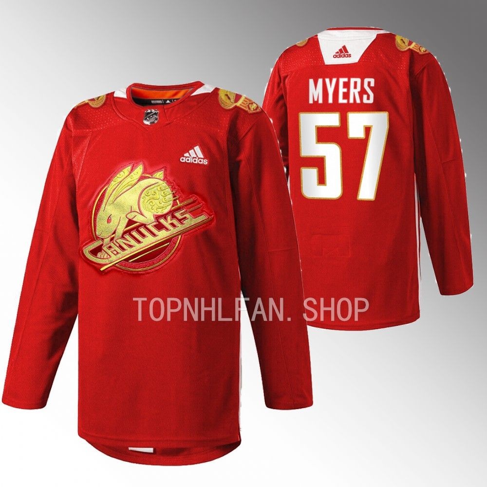 2023 Lunar New Year Vancouver Canucks Tyler Myers Red Rabbit Warm-up Jersey men's