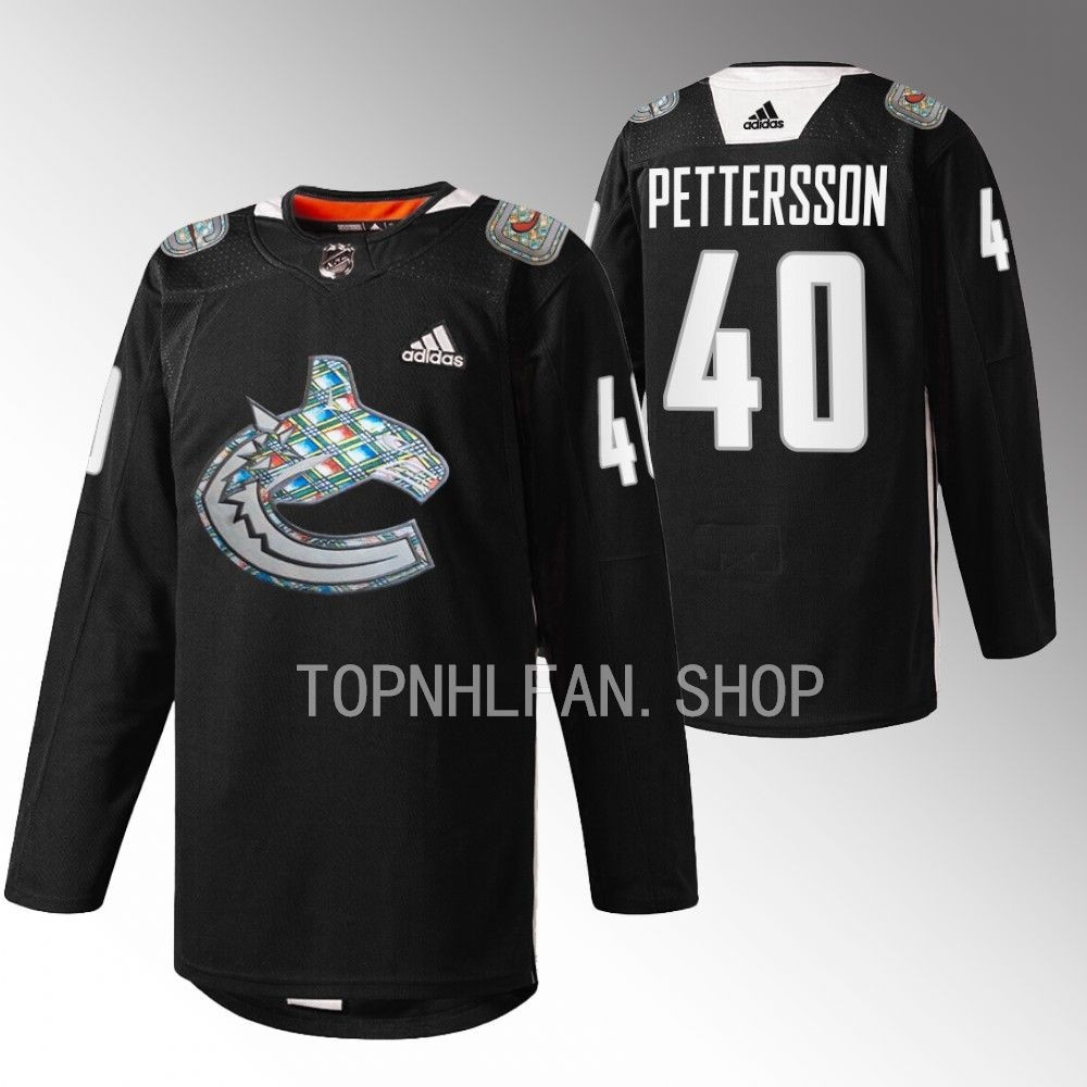2023 Vancouver Canucks Elias Pettersson Black History Month Black Heritage Warm-up Jersey