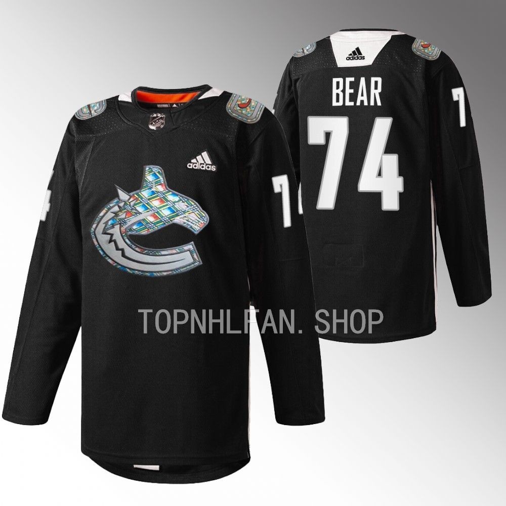 2023 Vancouver Canucks Ethan Bear Black History Month Black Heritage Warm-up Jersey