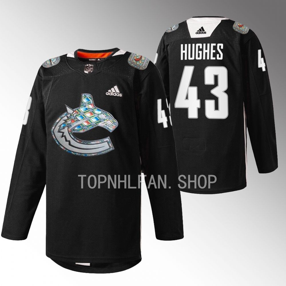 2023 Vancouver Canucks Quinn Hughes Black History Month Black Heritage Warm-up Jersey