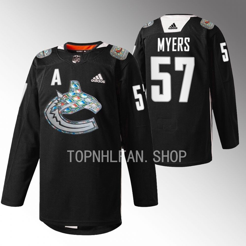 2023 Vancouver Canucks Tyler Myers Black History Month Black Heritage Warm-up Jersey
