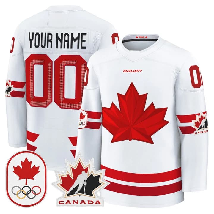 2026 Canada Olympic Premium Custom Hockey Jersey - All Stitched White