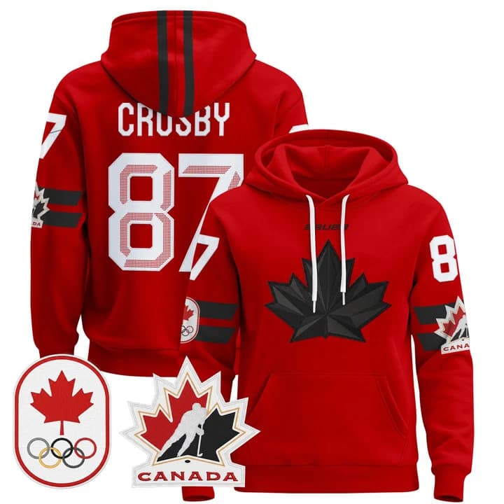 2026 Canada Olympic Pullover Hoodie Jersey  - All Stitched  87 Sidney Crosby