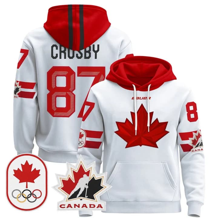 2026 Canada Olympic Pullover Hoodie Jersey  - All Stitched  Sidney Crosby   87