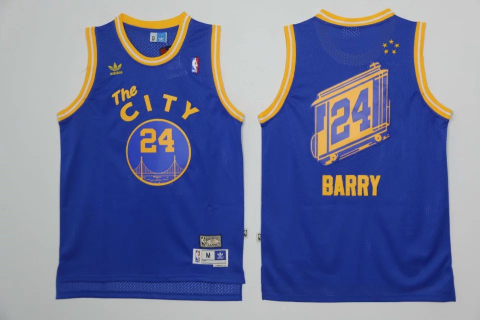Golden State Warriors retired players Rick Barry Throwback Blue Jersey #24