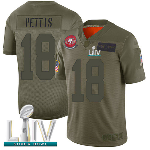 49ers #18 Dante Pettis Camo Super Bowl LIV Bound Men's Stitched Football Limited 2019 Salute To Service Jersey