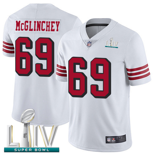 49ers #69 Mike McGlinchey White Rush Super Bowl LIV Bound Men's Stitched Football Vapor Untouchable Limited Jersey