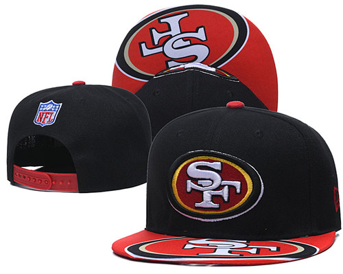 49ers Team Logo Black Red Adjustable Hat TX
