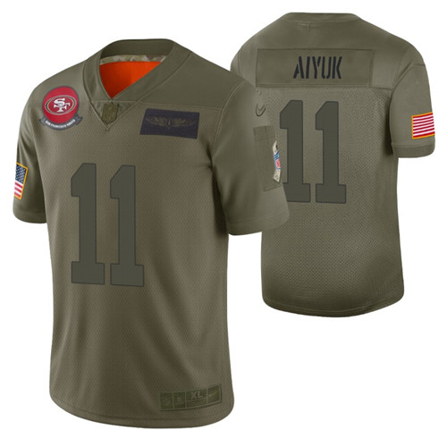 49ers brandon aiyuk 2019 salute to service jersey olive men stitched