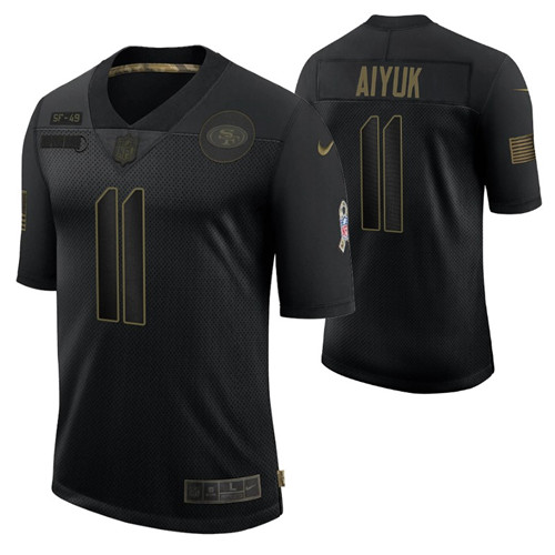49ers brandon aiyuk 2020 salute to service jersey black men stitched