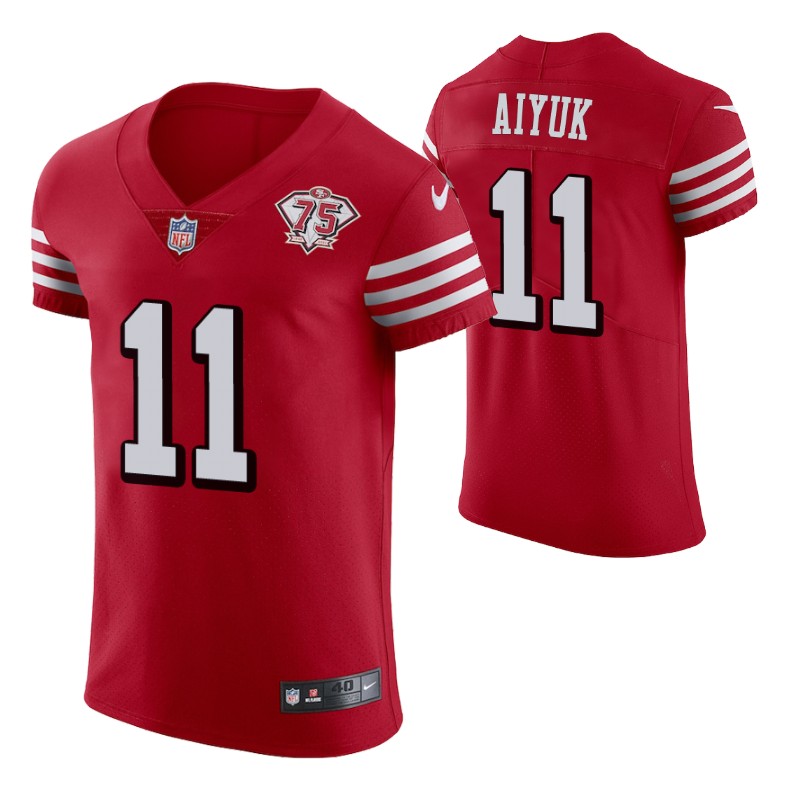 49ers brandon aiyuk 75th anniversary scarlet men's jersey vapor elite stitched