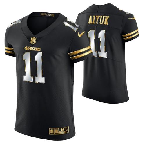 49ers brandon aiyuk golden edition jersey black men's stitched