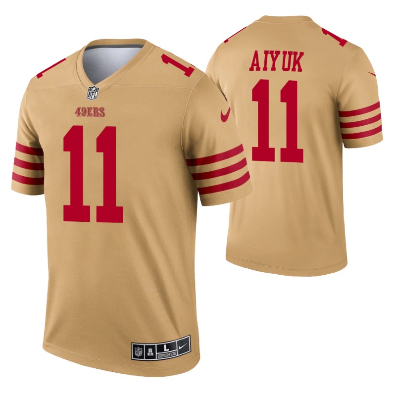 49ers brandon aiyuk inverted legend jersey gold stitched