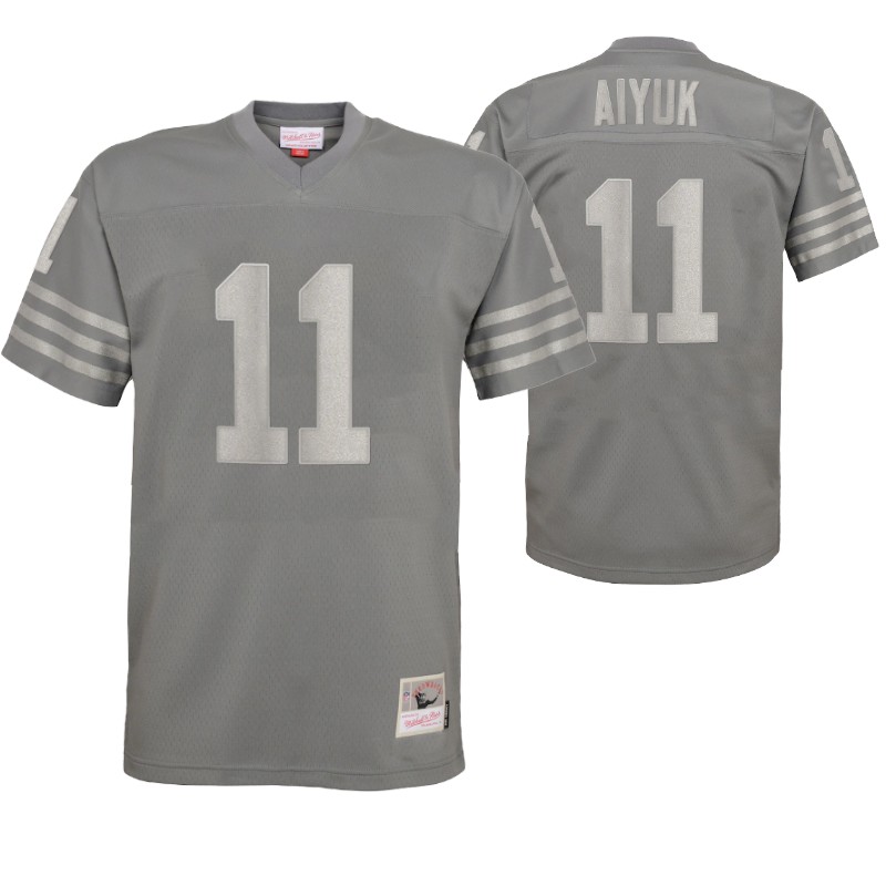 49ers brandon aiyuk metal replica jersey charcoal stitched