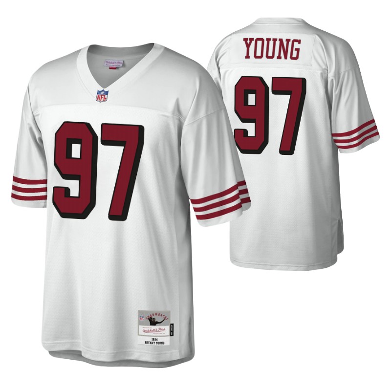 49ers bryant young legacy replica jersey white throwback stitched