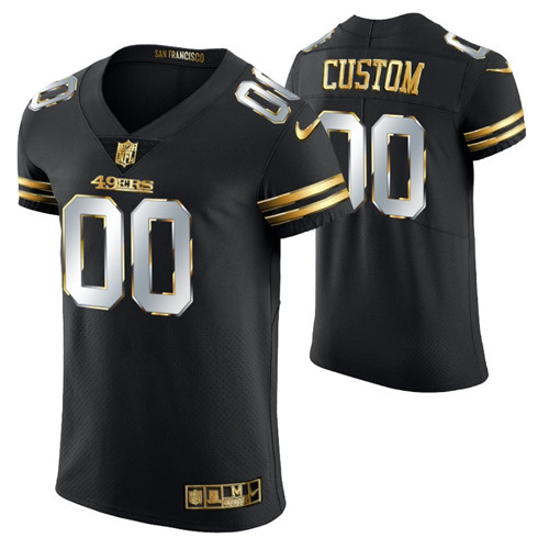 49ers custom golden edition jersey black men's stitched