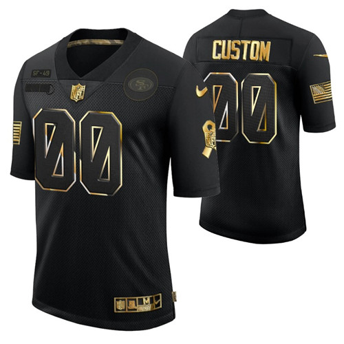 49ers custom golden limited jersey black men stitched