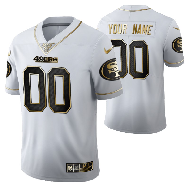 49ers custom jersey 100th season white stitched