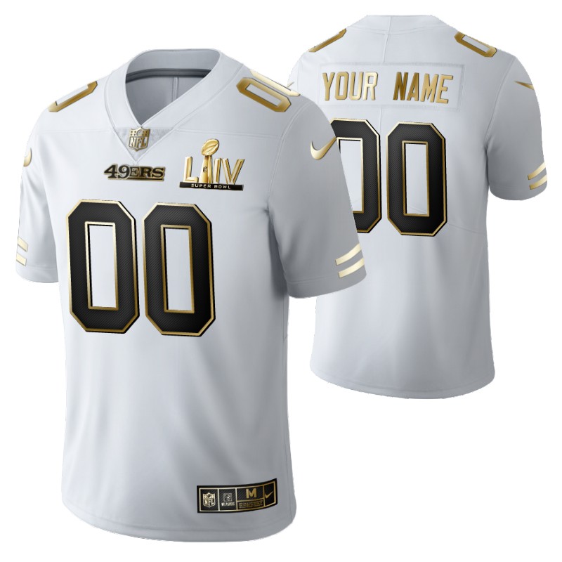 49ers custom jersey super bowl liv white golden edition stitched