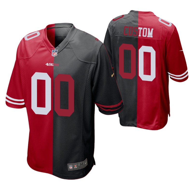 49ers custom split jersey red black two tone stitched