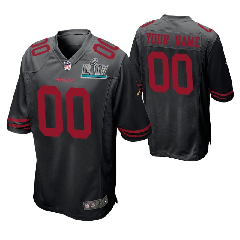 49ers custom super bowl liv jersey game men's black stitched