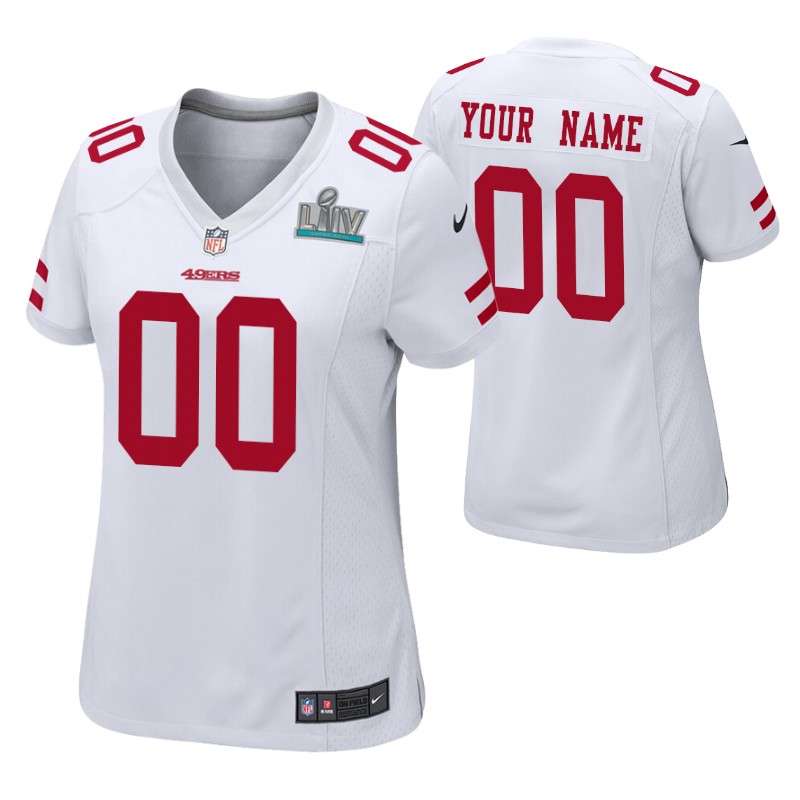 49ers custom super bowl liv jersey game women's white stitched