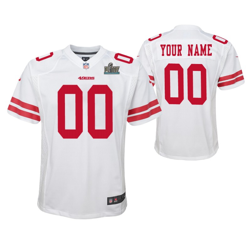 49ers custom super bowl liv jersey game youth white stitched