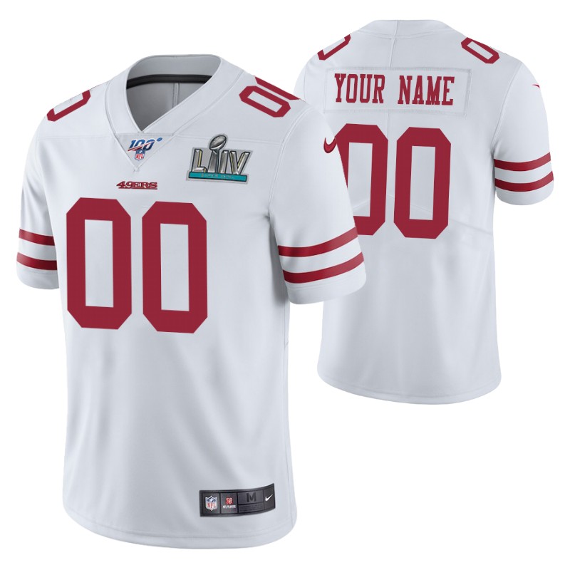 49ers custom super bowl liv jersey vapor limited men's white stitched
