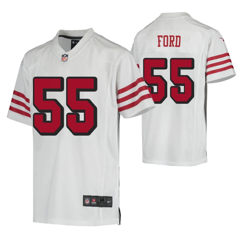 49ers dee ford white color rush game jersey youth stitched
