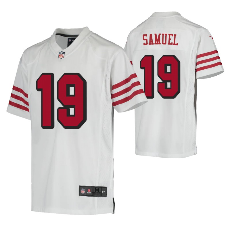 49ers deebo samuel white color rush game jersey youth stitched